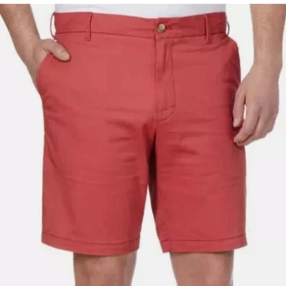 NWOT Izod Men's Size 32 x9.5 Saltwater Stretch Chino Shorts Red Cotton Blend - Picture 1 of 7